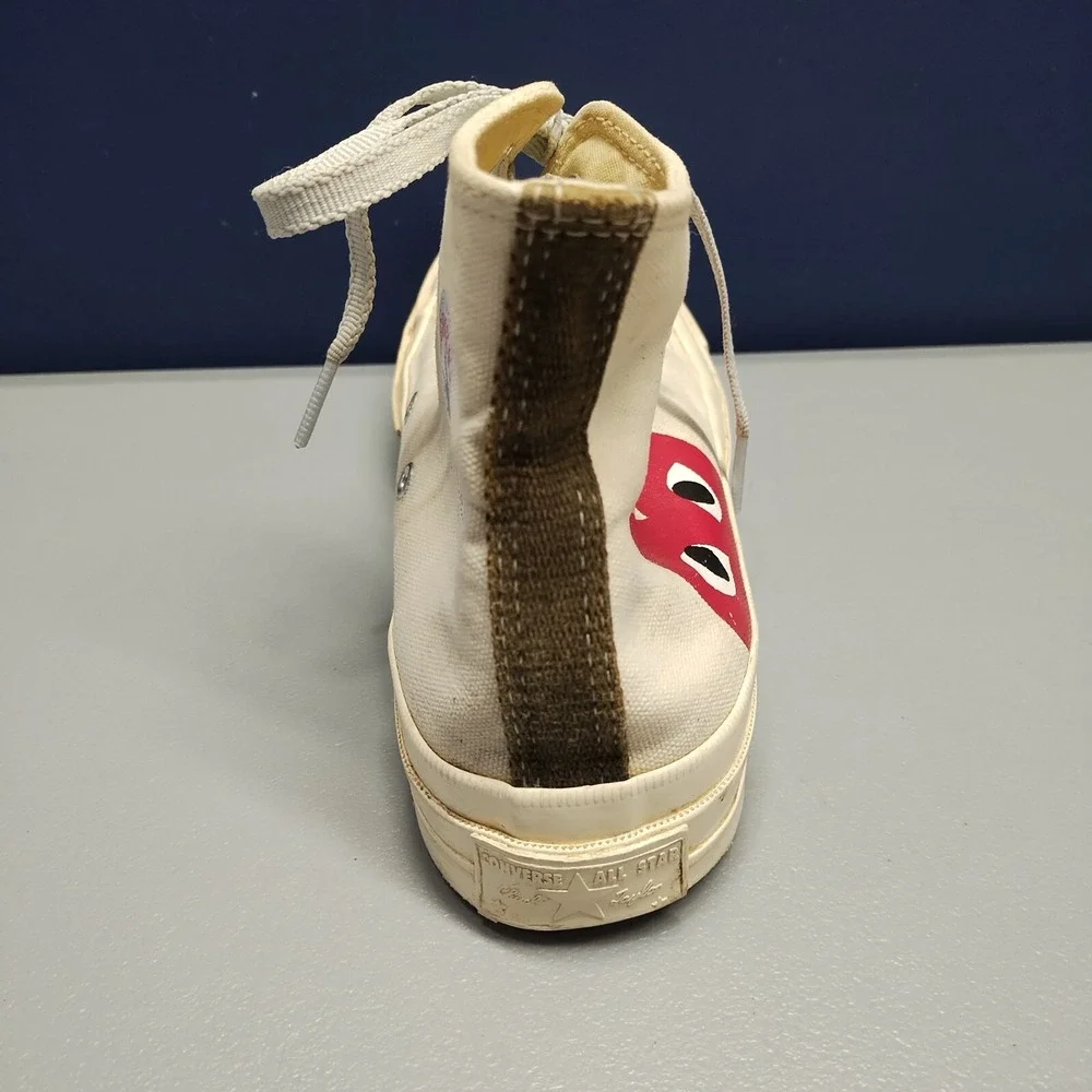 Converse All-Stars Des Garcons High Top Sneaker Mens Size 6 Cream‎ Logo Lace Up - Picture 5 of 16
